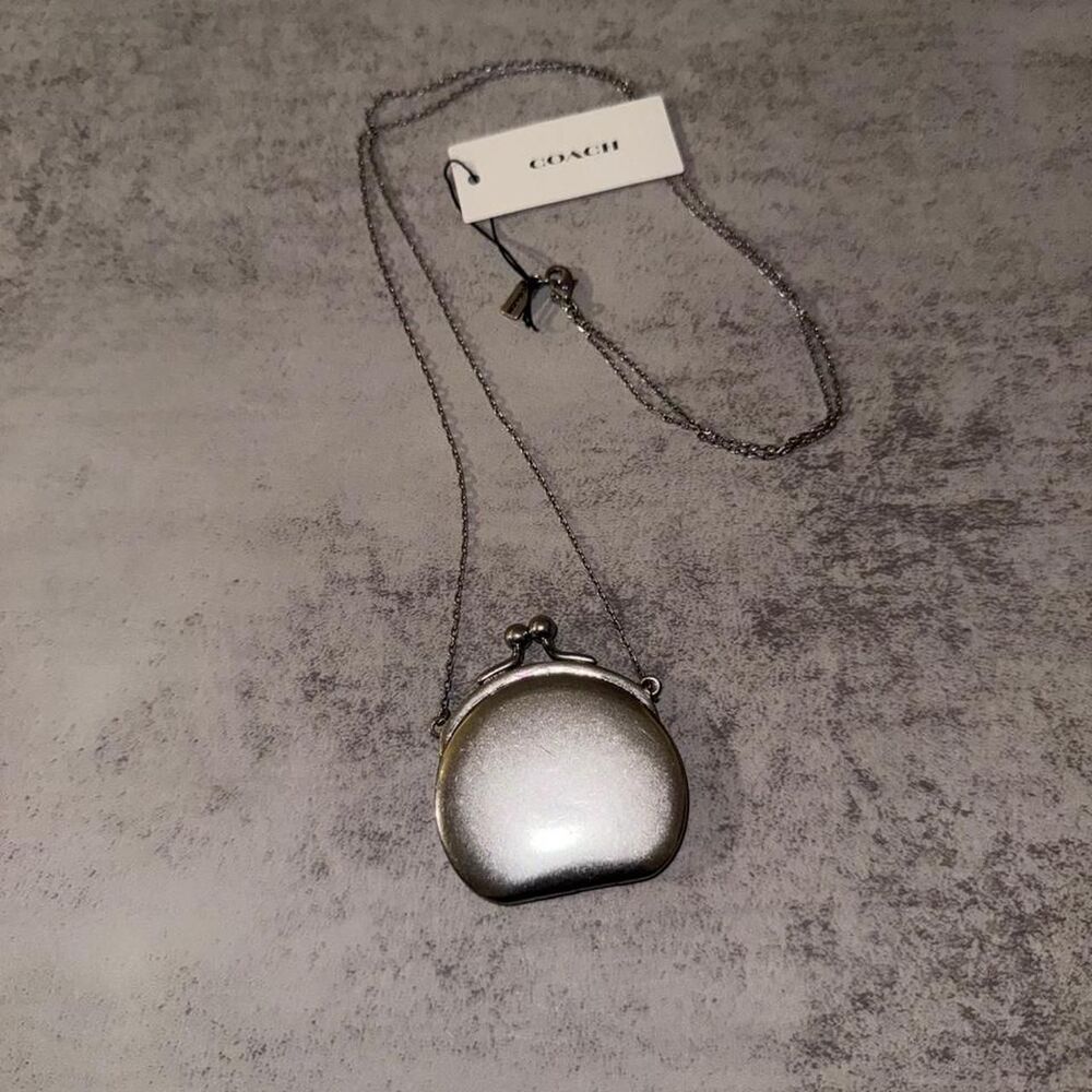 COACH Silver Jewelry Women's Runway Coin Purse Pendant Necklace